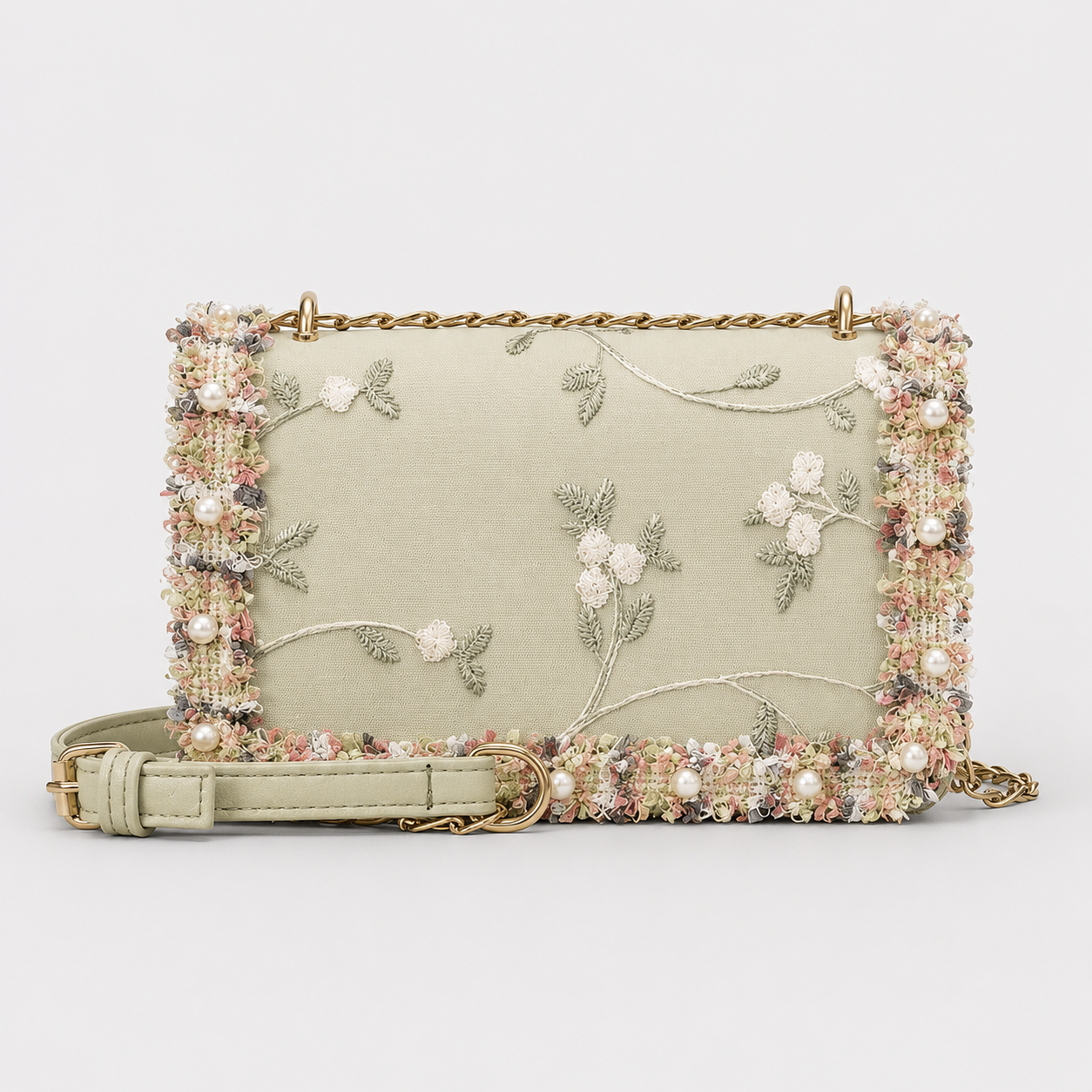 Elegant Floral Embroidered Ladies Shoulder Bag