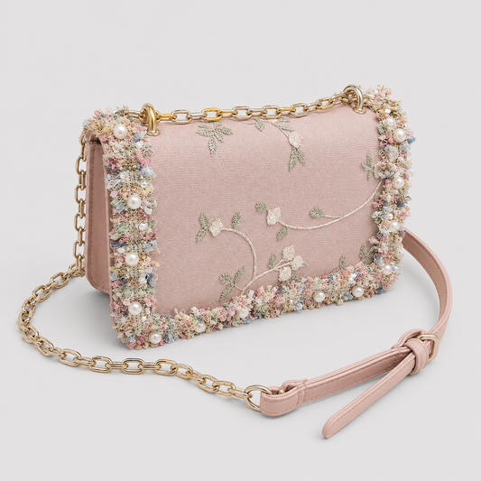 Elegant Floral Embroidered Ladies Shoulder Bag